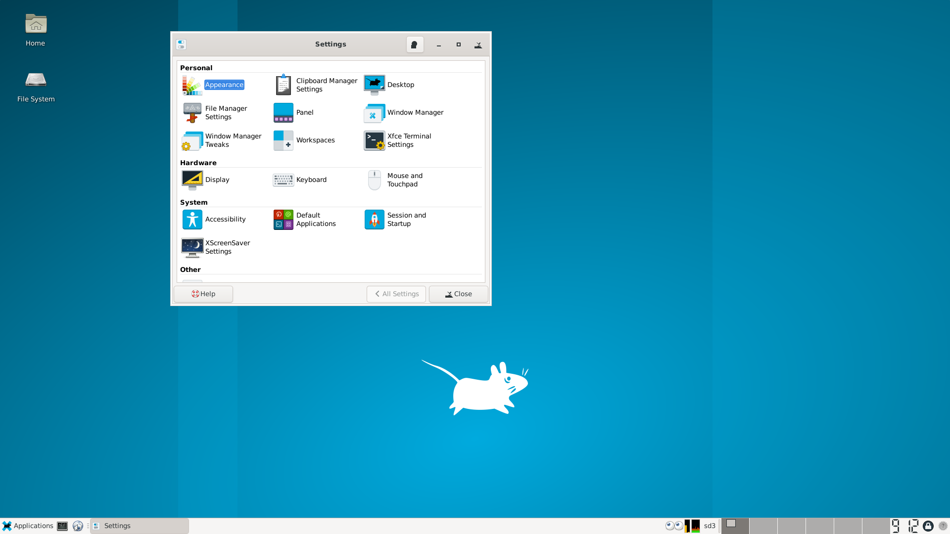 Tribblix desktop screenshot: 0m37 settings