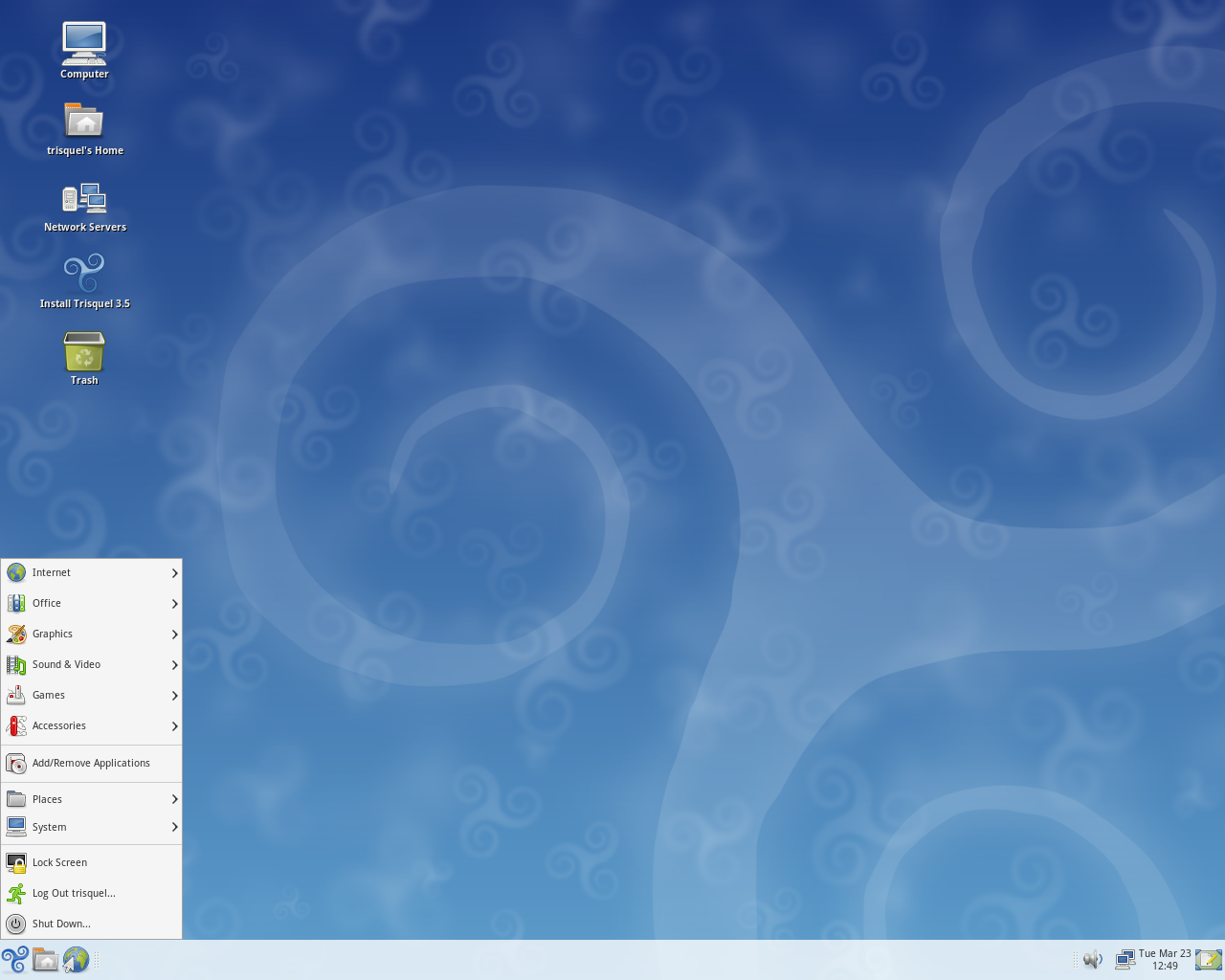 Trisquel desktop screenshot: 3.5