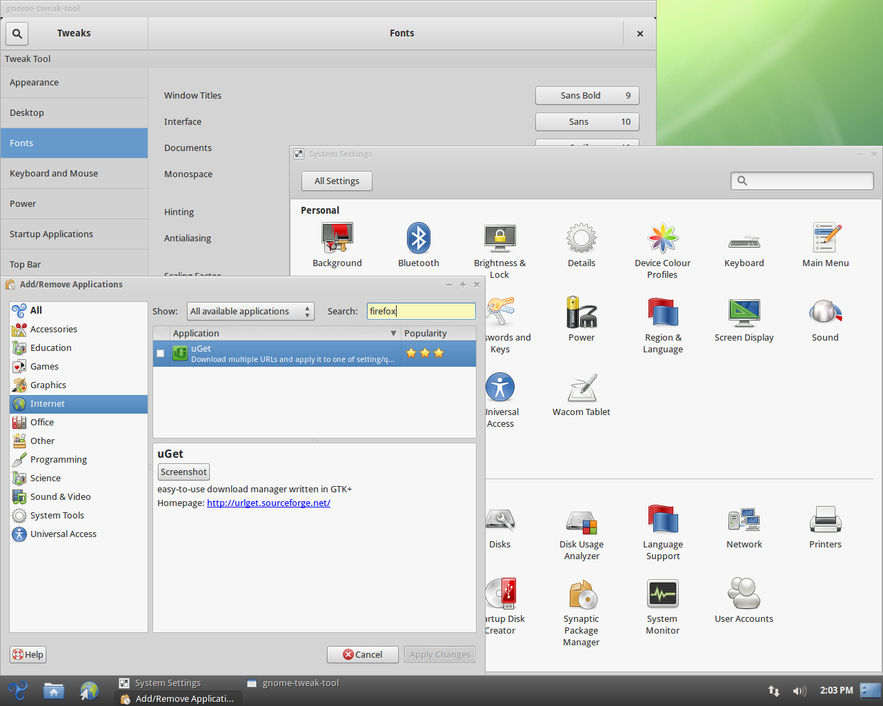 Trisquel desktop screenshot: 7.0 settings