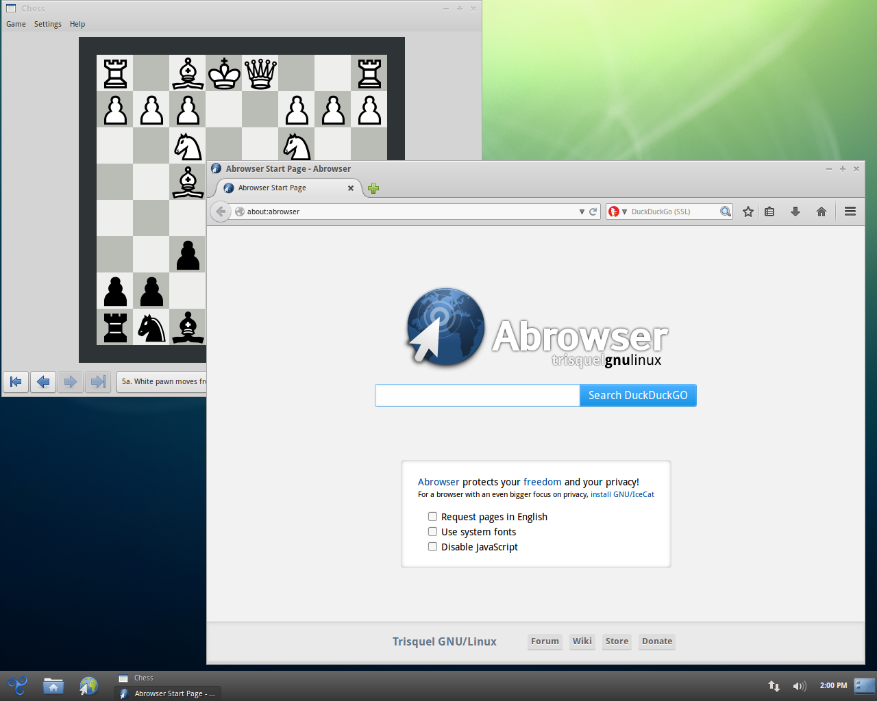 Trisquel desktop screenshot: 7.0 web