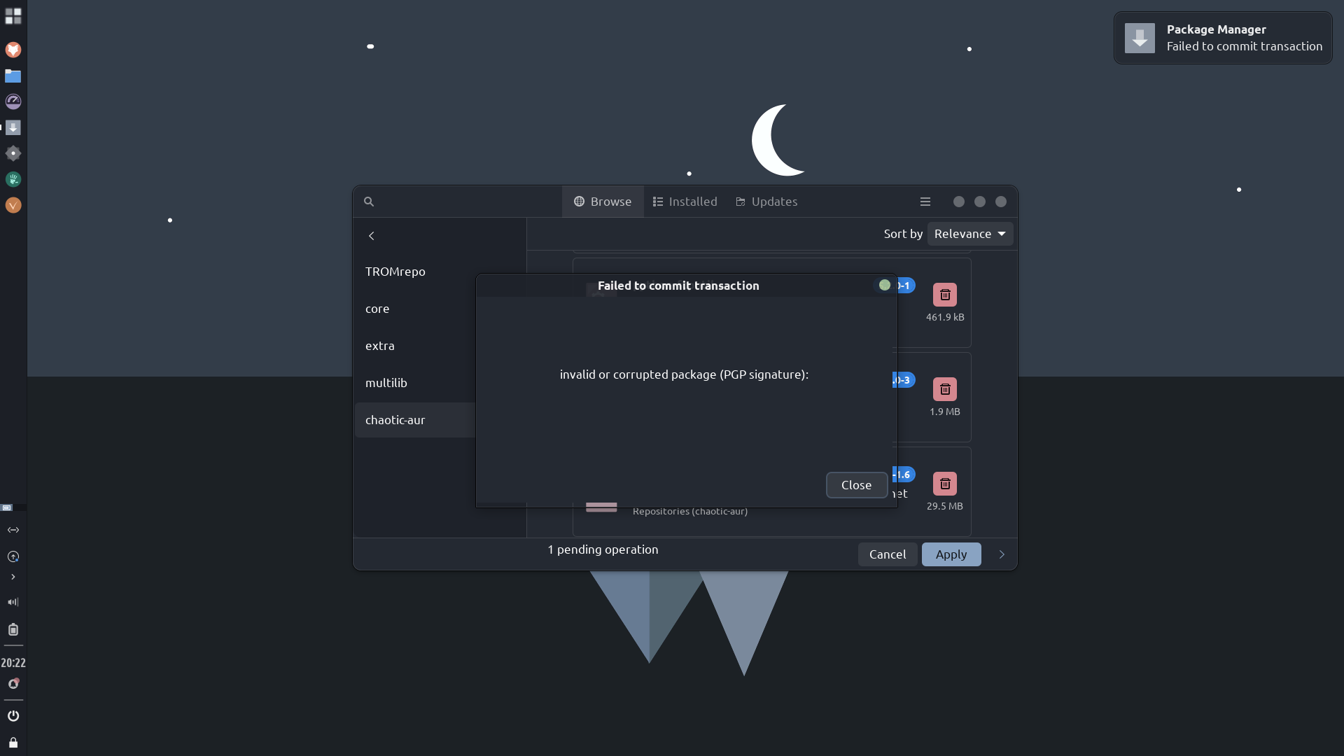 TROMjaro desktop screenshot: 2026.05.08 software