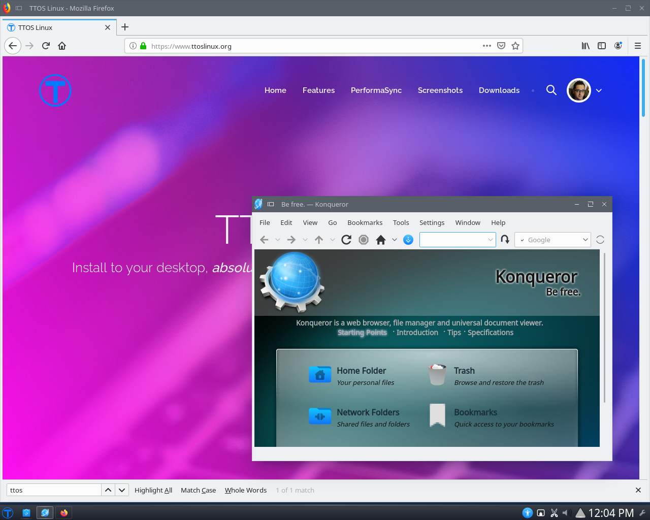 TTOS desktop screenshot: 1.1.2 web