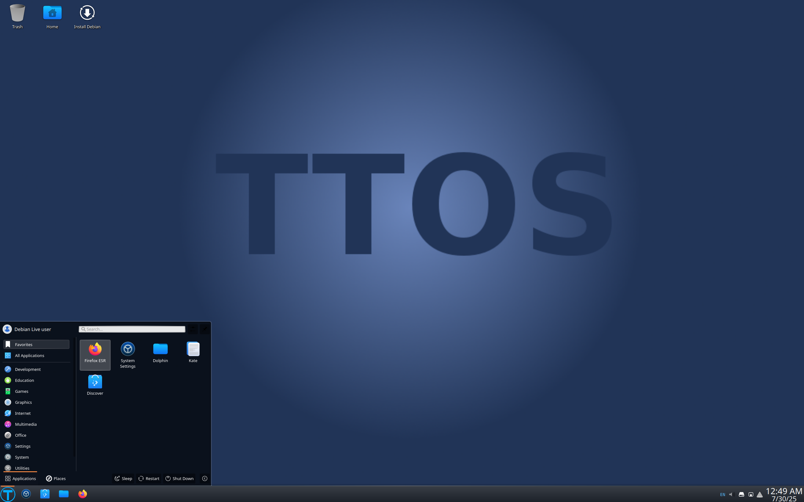 TTOS desktop screenshot: 1.2.0