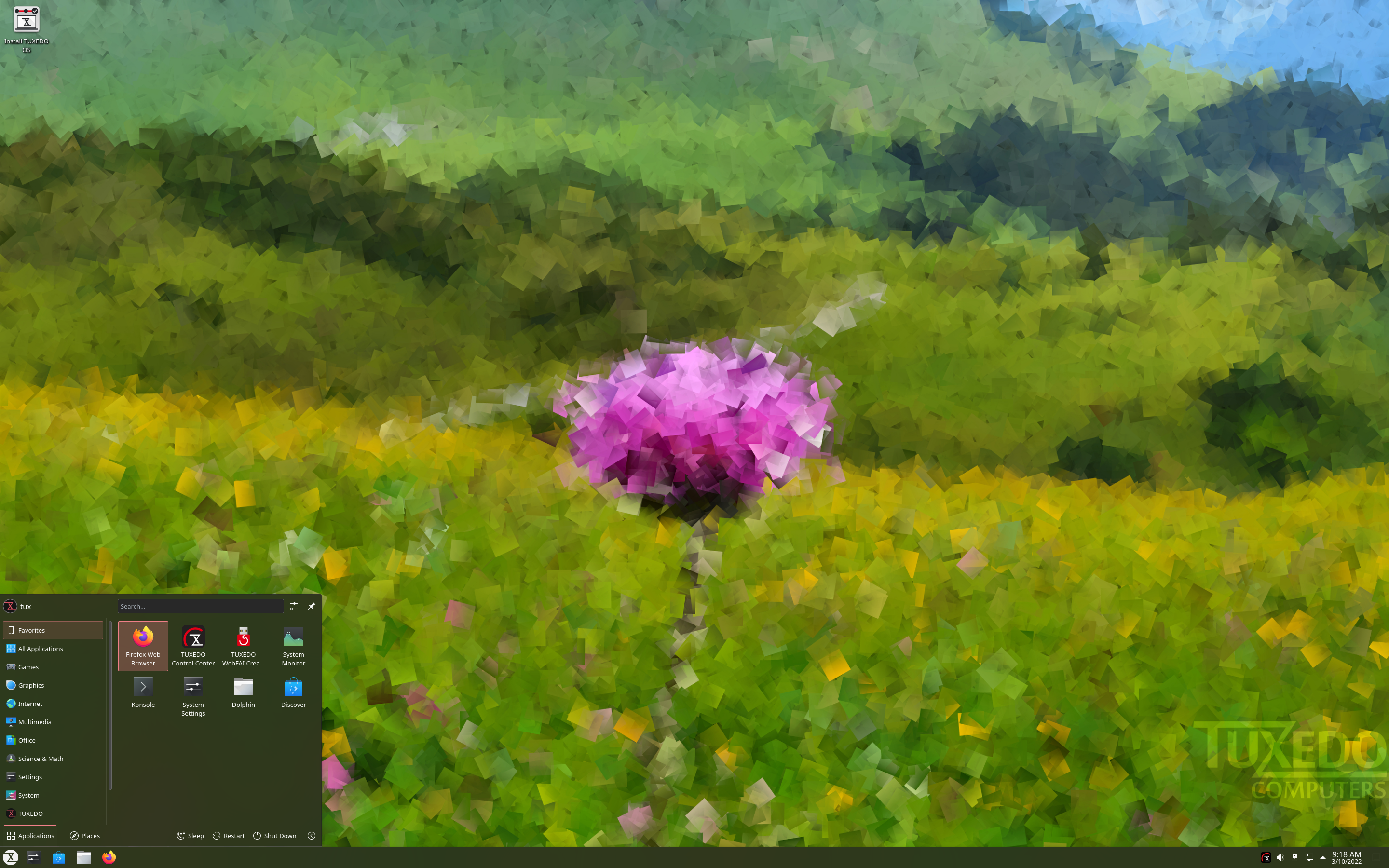 TUXEDO desktop screenshot: 1 20220929