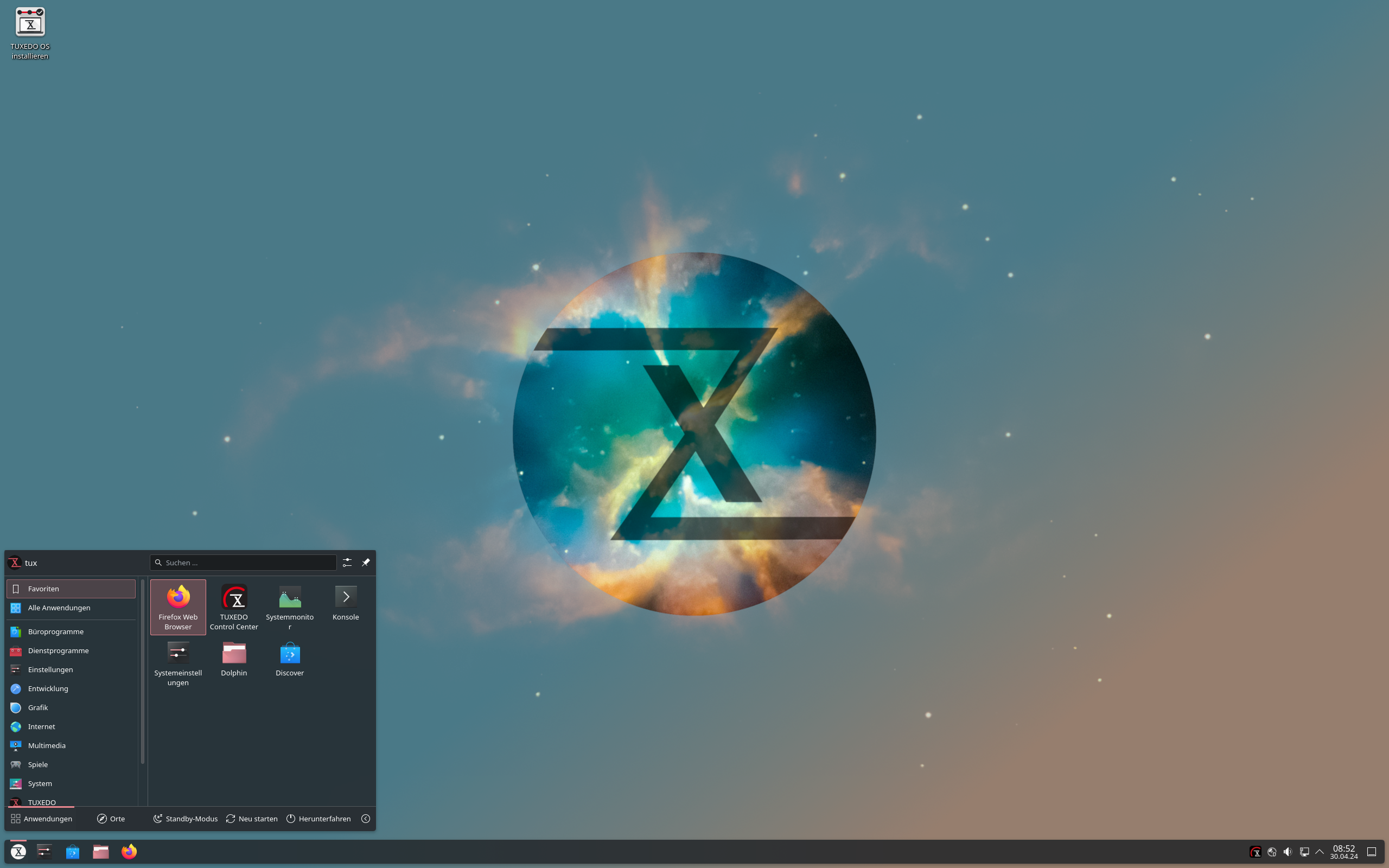 TUXEDO desktop screenshot: 3 20240429