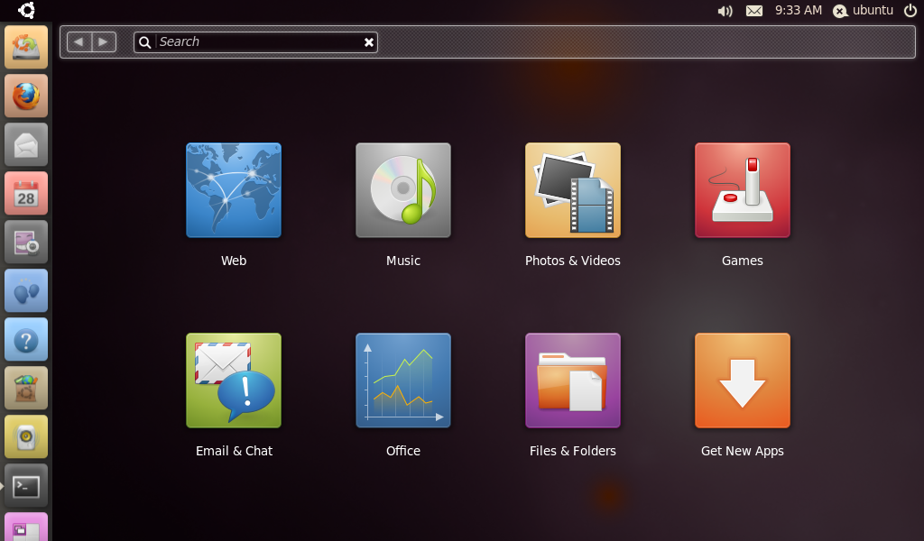 Ubuntu desktop screenshot: 10.10 beta netbook
