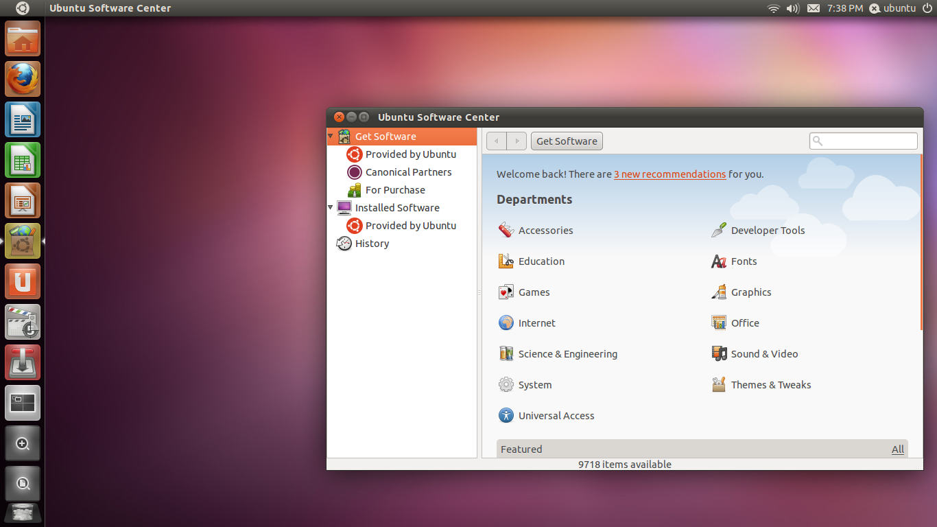 Ubuntu desktop screenshot: 11.04 software centre