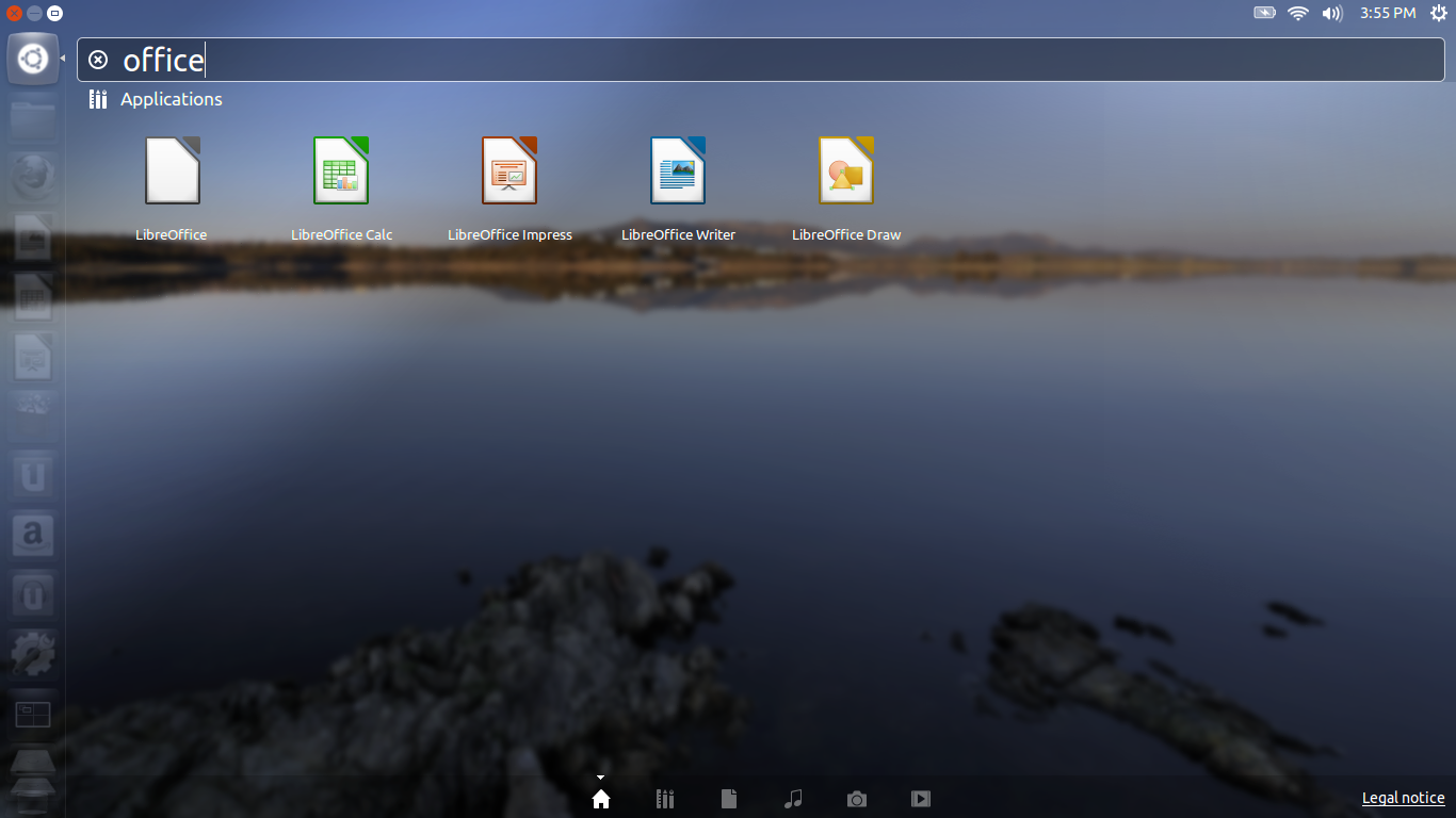 Ubuntu desktop screenshot: 12.10 lens