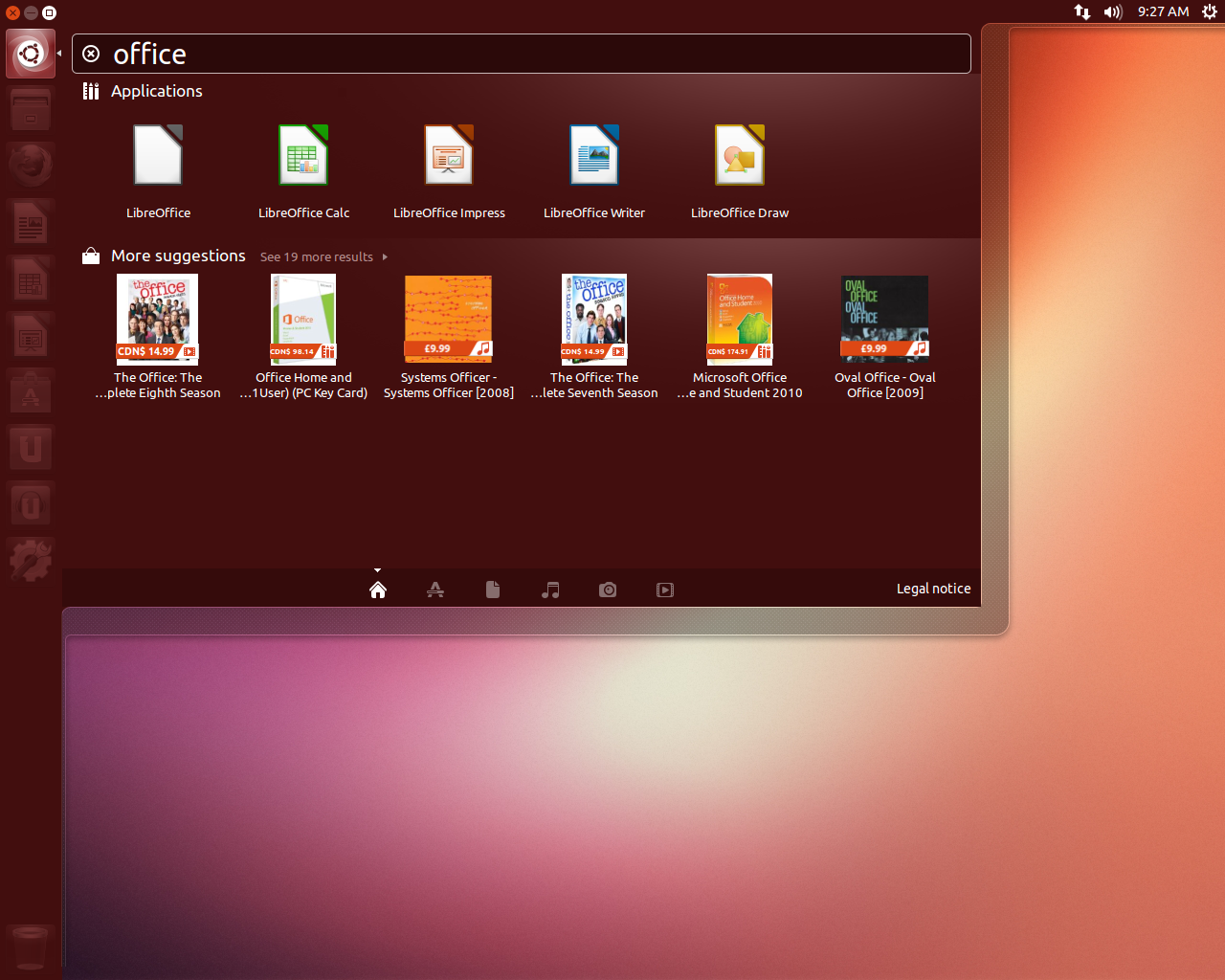 Ubuntu desktop screenshot: 13.04 dash