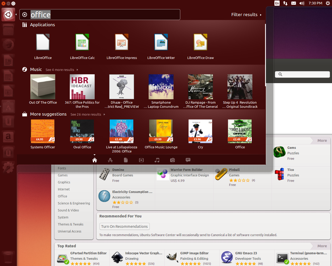 Ubuntu desktop screenshot: 13.10 dash