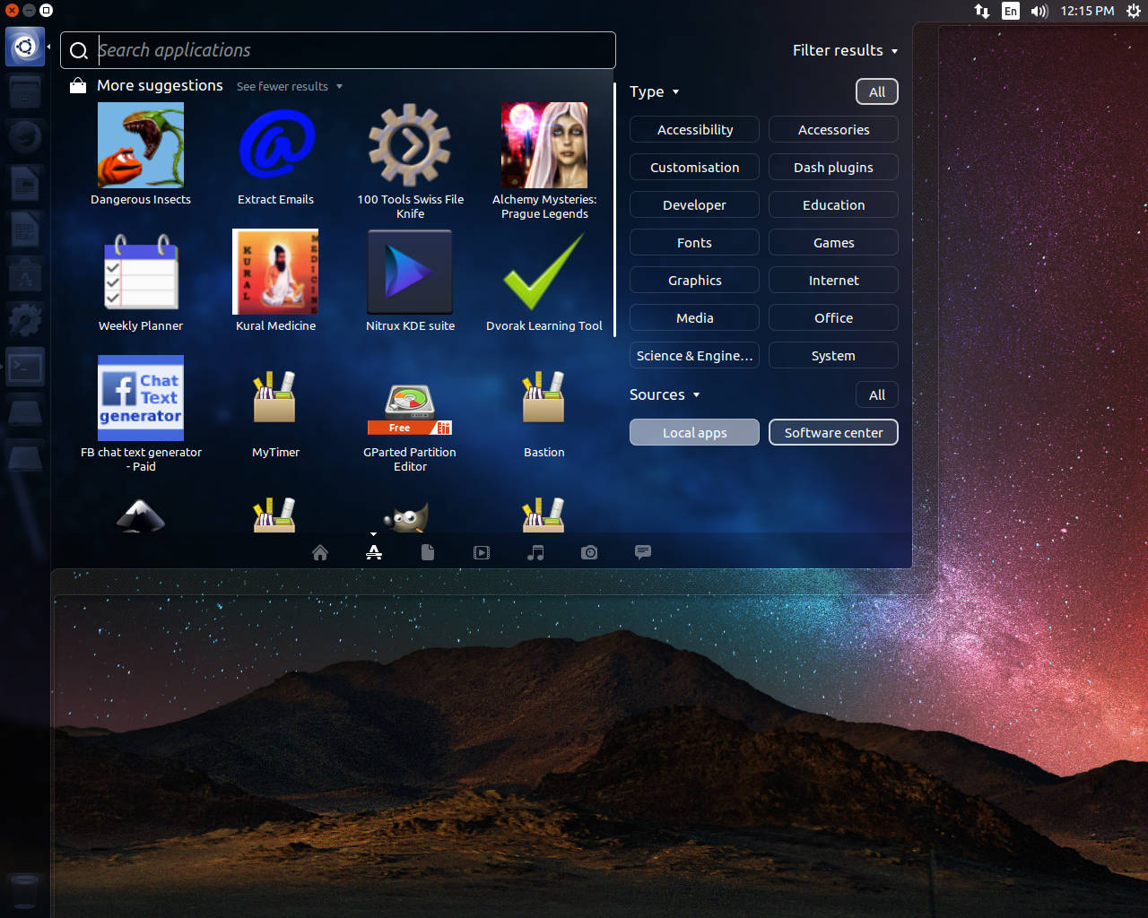 Ubuntu desktop screenshot: 14.04 dash