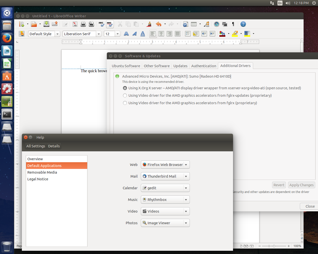 Ubuntu desktop screenshot: 14.04 drivers