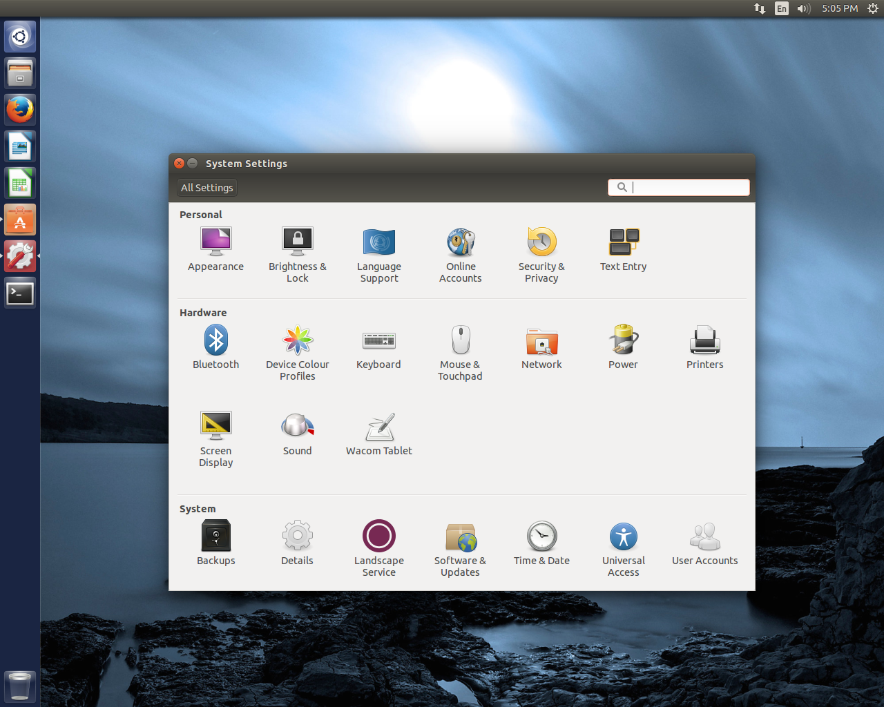 Ubuntu desktop screenshot: 14.10 settings