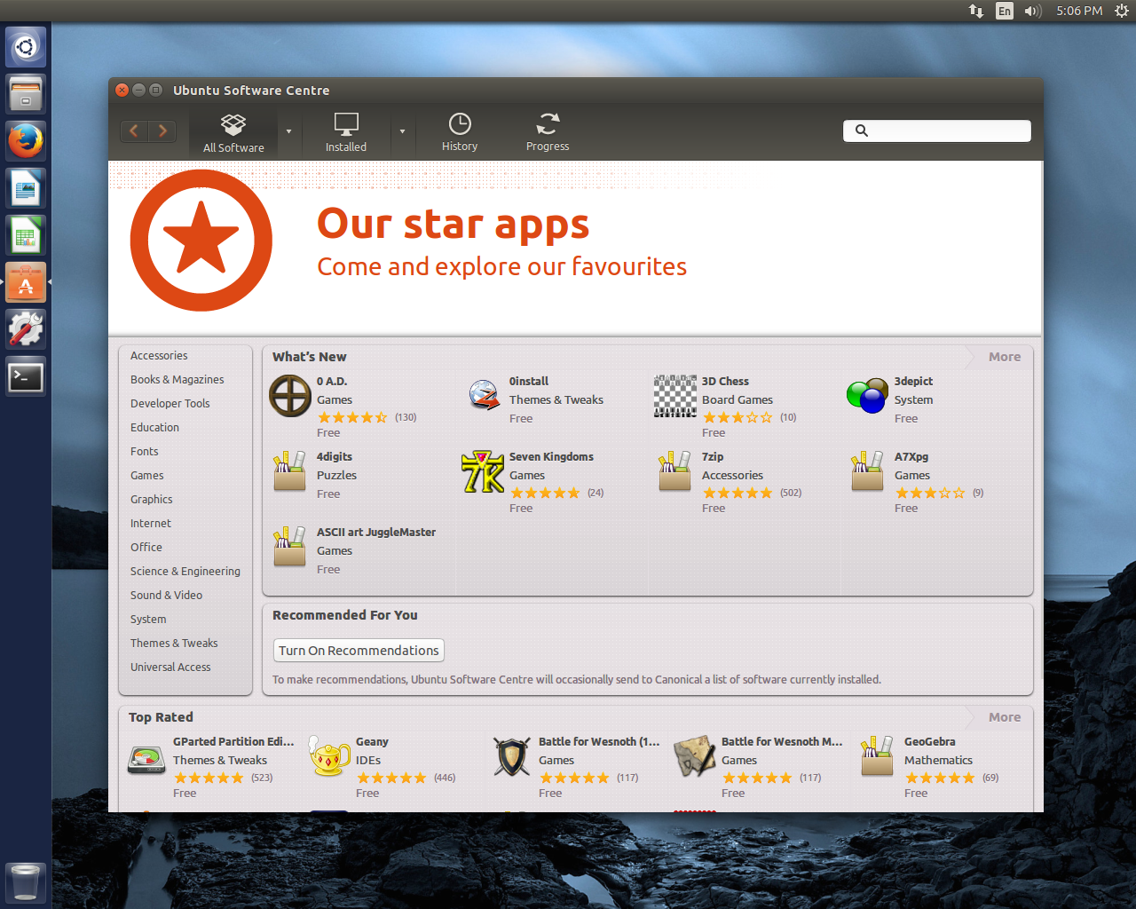 Ubuntu desktop screenshot: 14.10 software