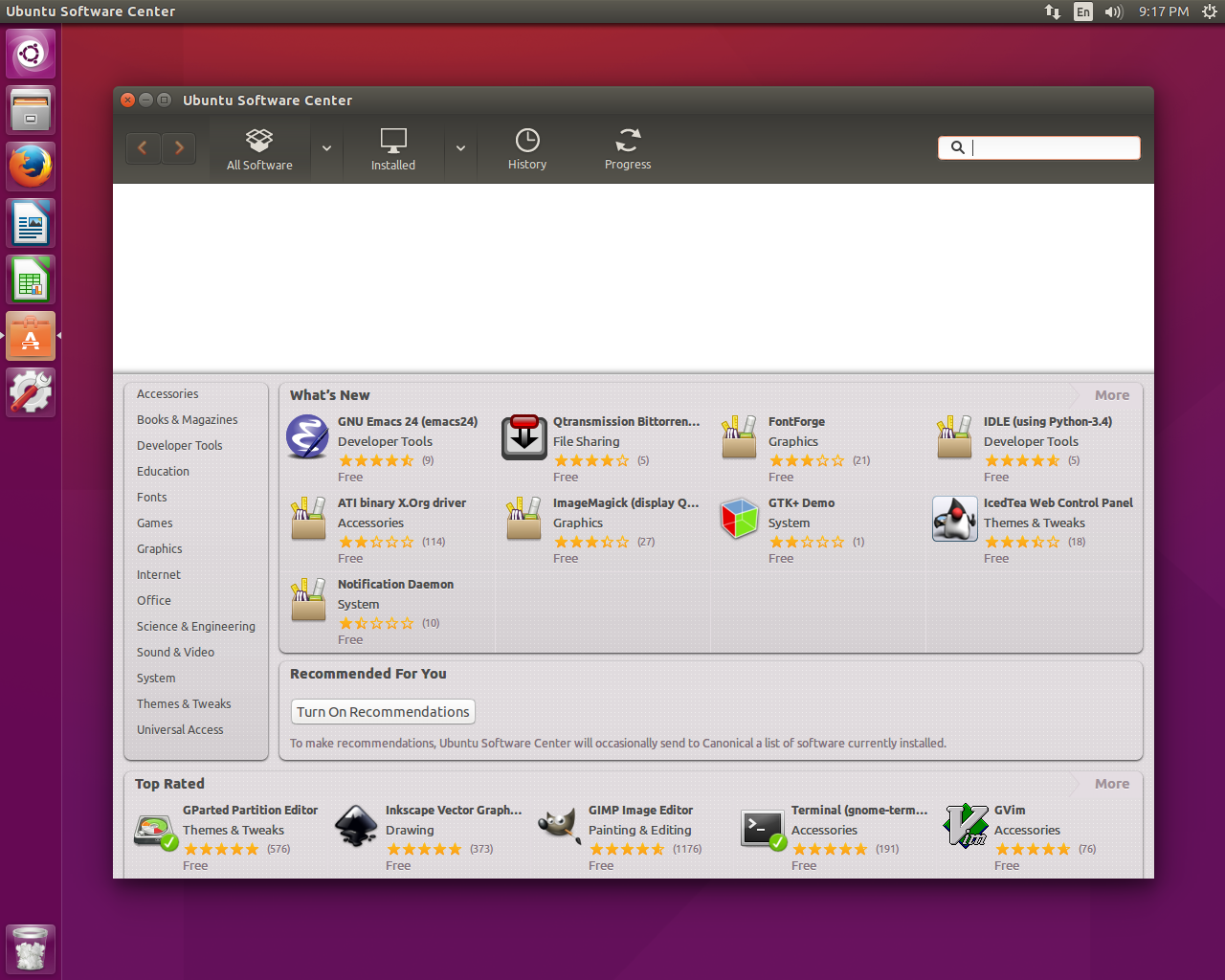 Ubuntu desktop screenshot: 15.10 software