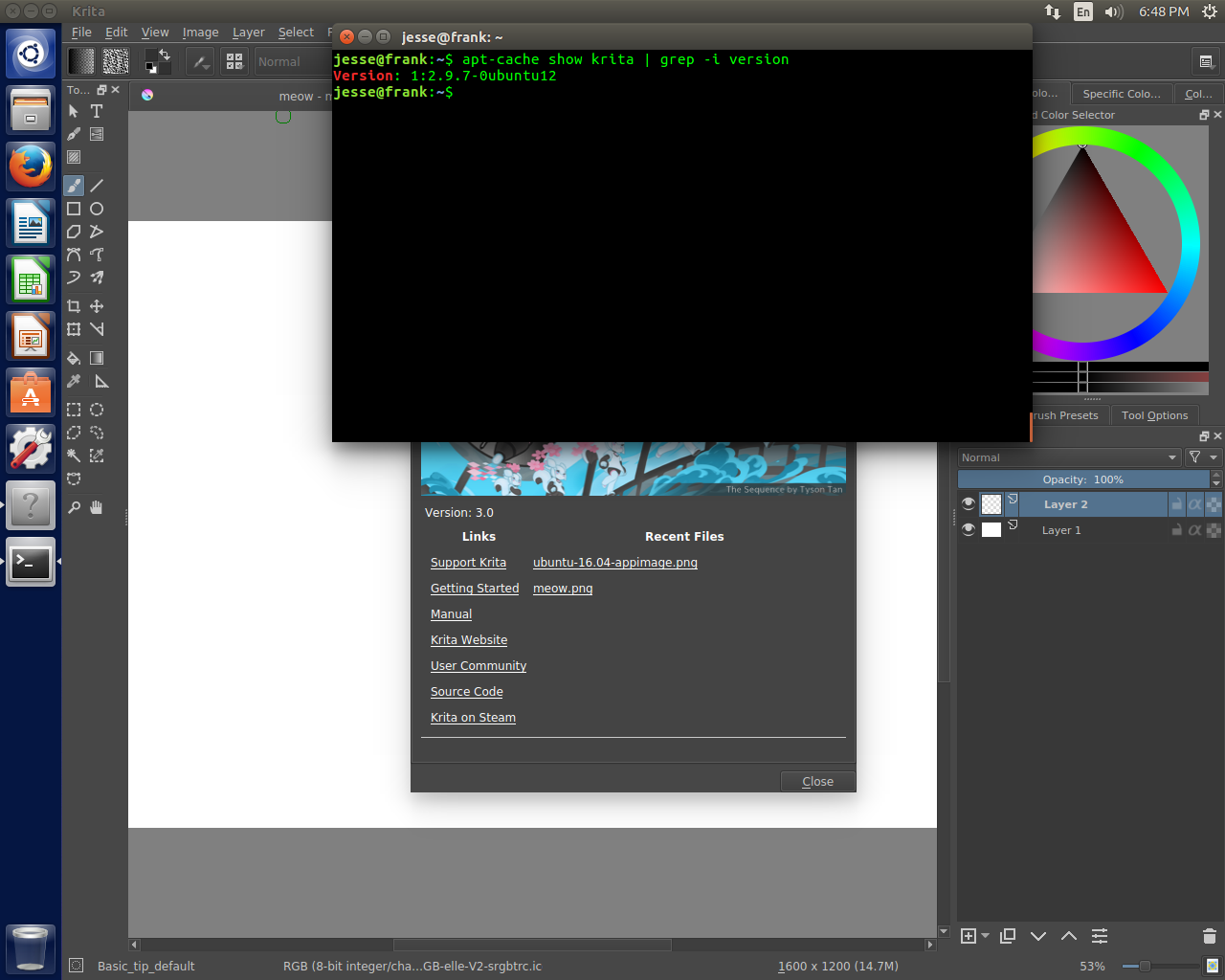 Ubuntu desktop screenshot: 16.04 appimage