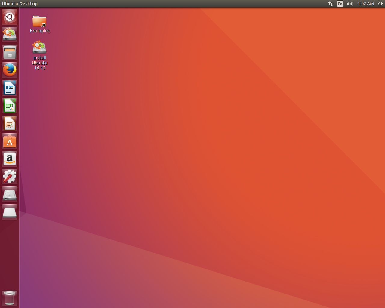 Ubuntu desktop screenshot: 16.10