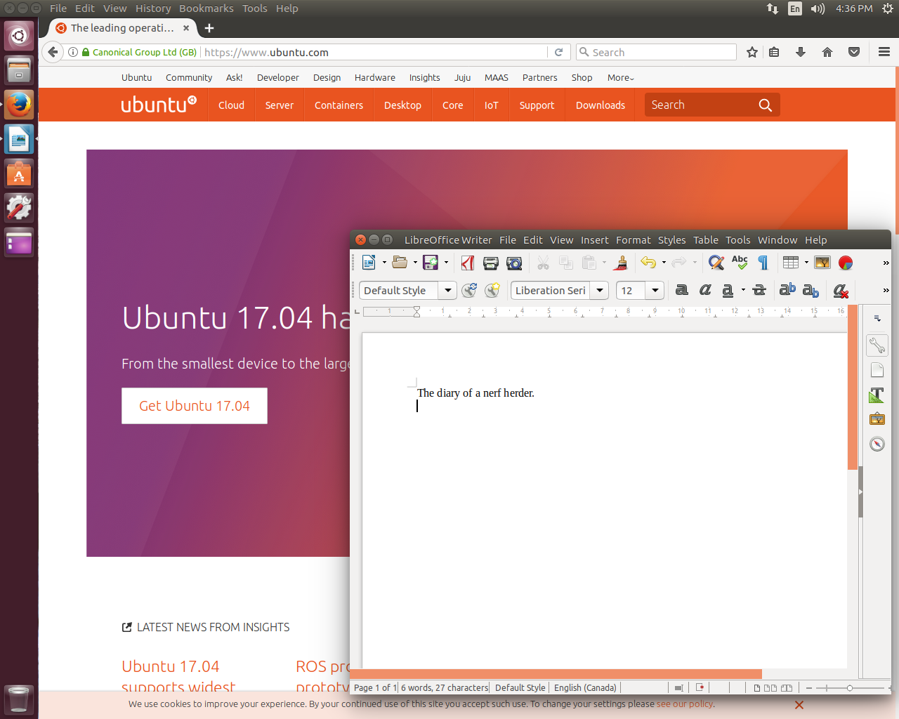 Ubuntu desktop screenshot: 17.04 apps