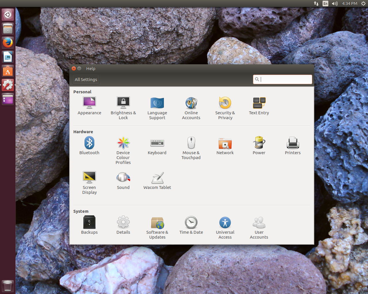 Ubuntu desktop screenshot: 17.04 settings
