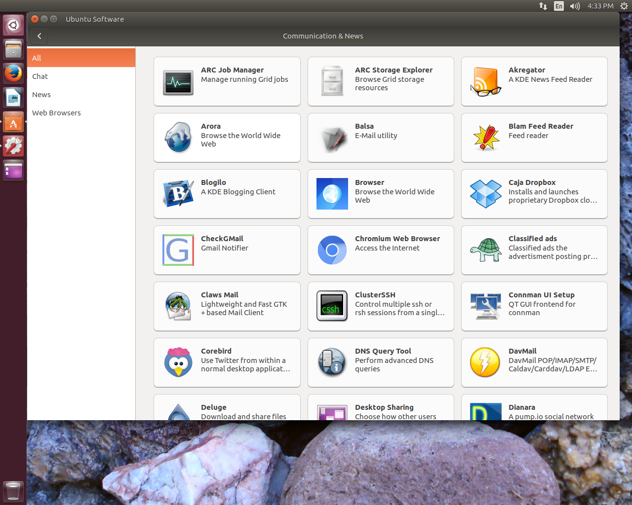 Ubuntu desktop screenshot: 17.04 software