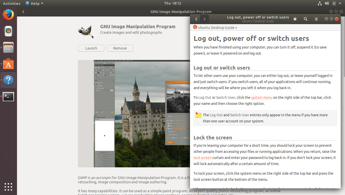 Ubuntu desktop screenshot: 17.10 help
