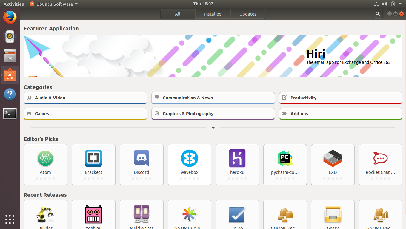 Ubuntu desktop screenshot: 17.10 software