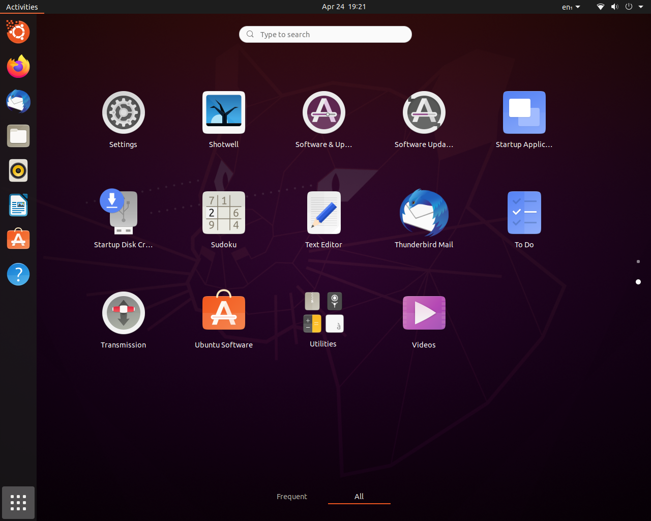 Ubuntu desktop screenshot: 20.04 apps