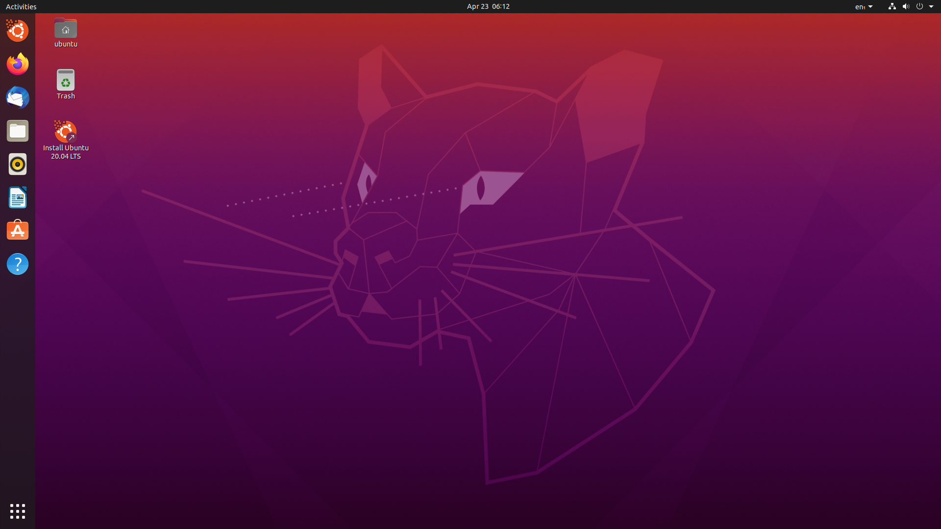 Ubuntu desktop screenshot: 20.04