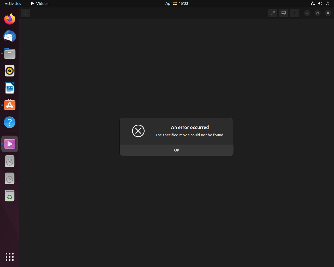 Ubuntu desktop screenshot: 22.04 totem