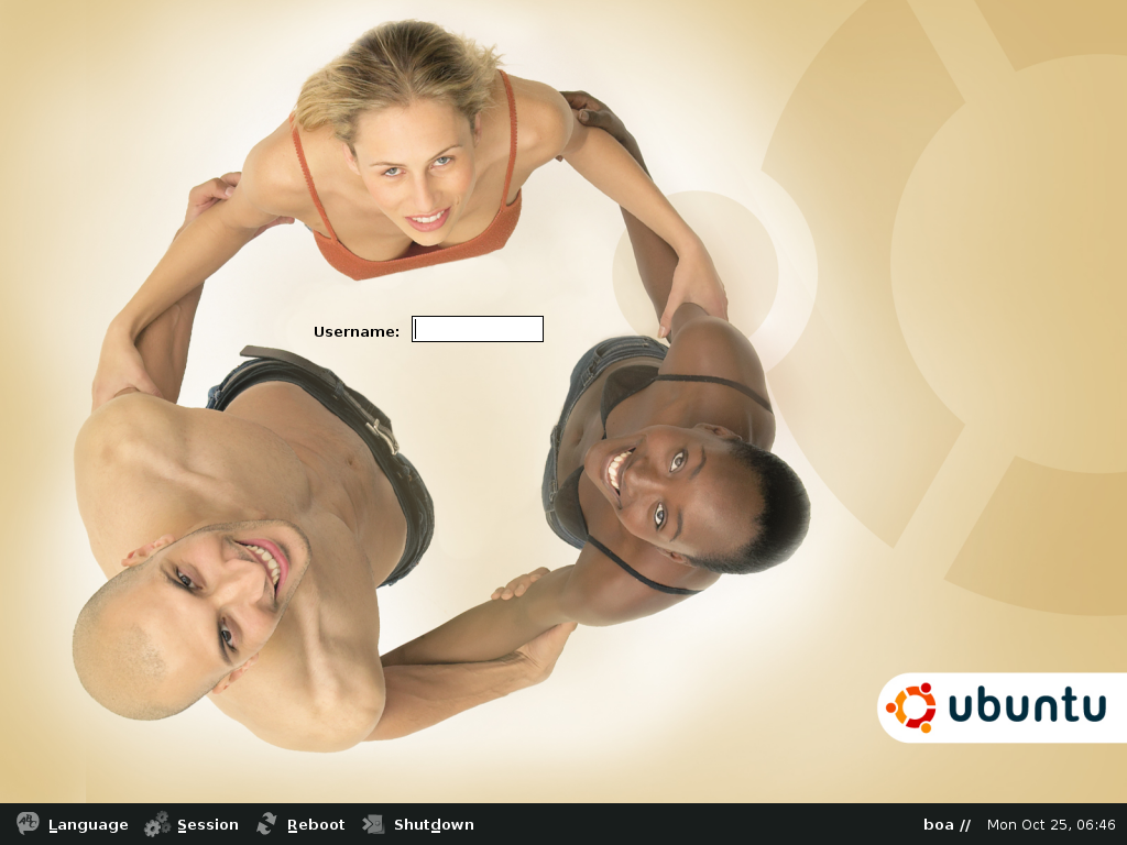 Ubuntu desktop screenshot: 4.10gdm