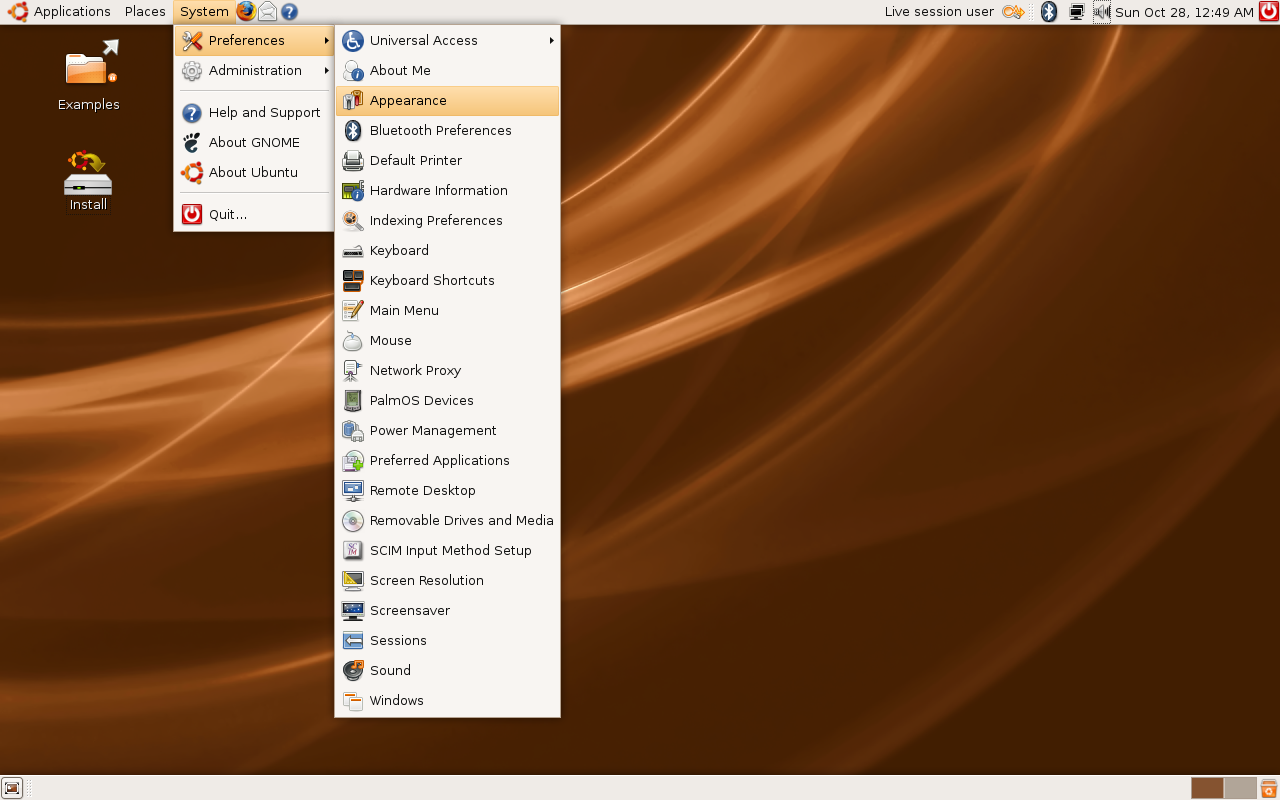 Ubuntu desktop screenshot: 7.10 desktop