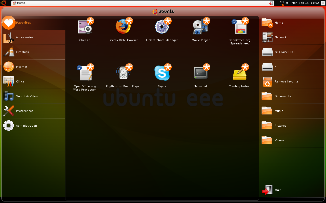 Ubuntu desktop screenshot: eee 8.04.1