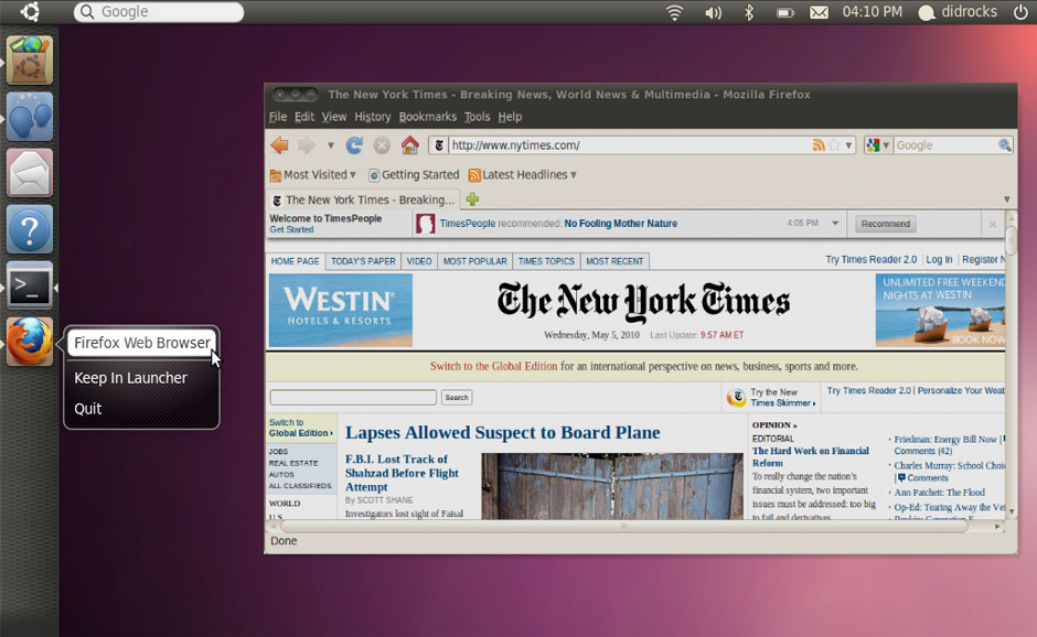 Ubuntu desktop screenshot: light unity