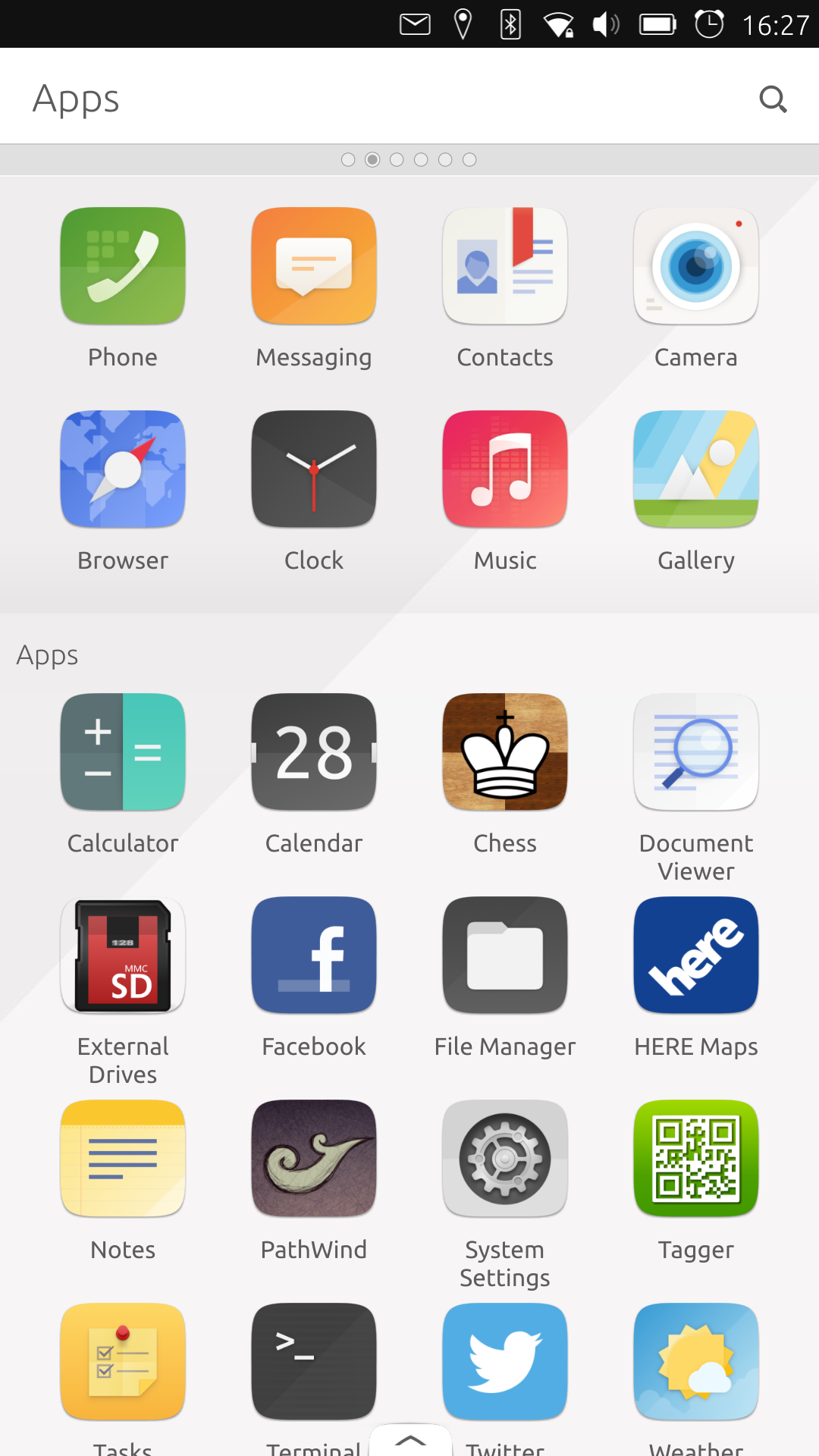 Ubuntu desktop screenshot: phone 15.04 apps scope