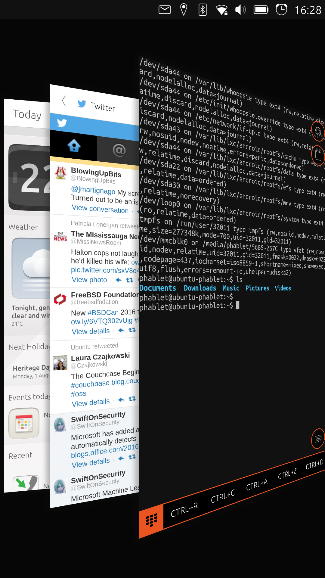 Ubuntu desktop screenshot: phone 15.04 switching apps