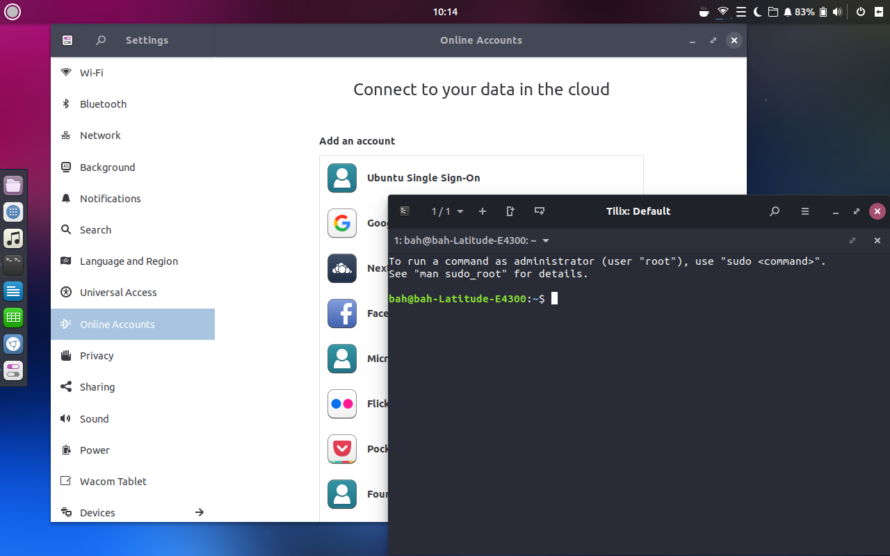 Ubuntu Budgie desktop screenshot: 18.04 accounts