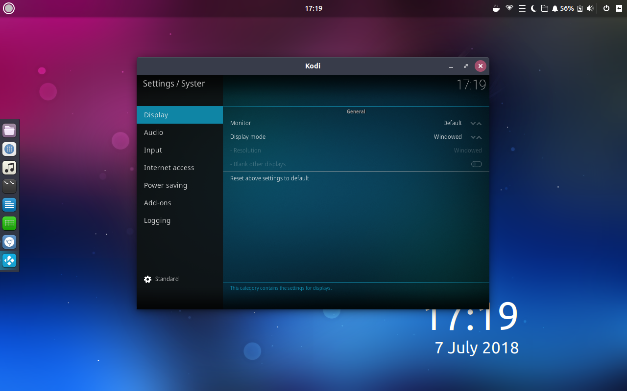 Ubuntu Budgie desktop screenshot: 18.04 kodi
