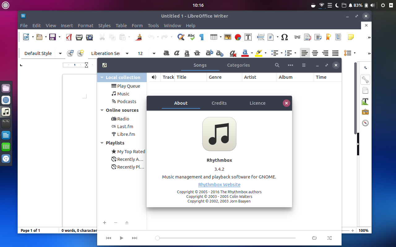 Ubuntu Budgie desktop screenshot: 18.04 rhythmbox