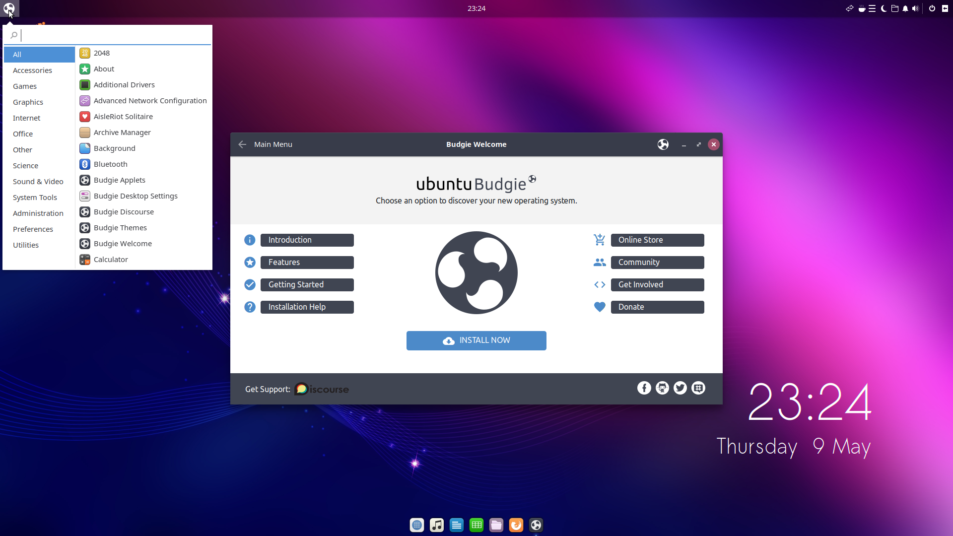 Ubuntu Budgie desktop screenshot: 19.04