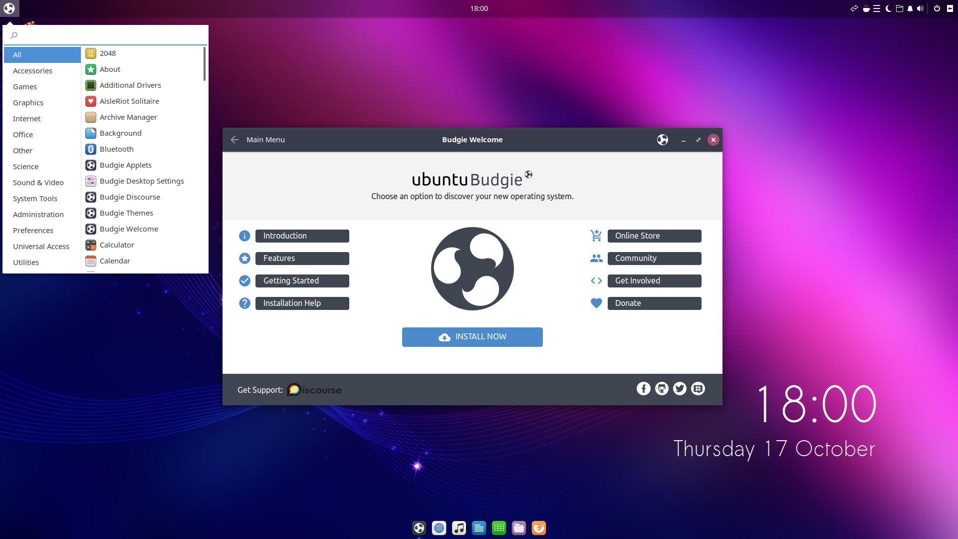 Ubuntu Budgie desktop screenshot: 19.10