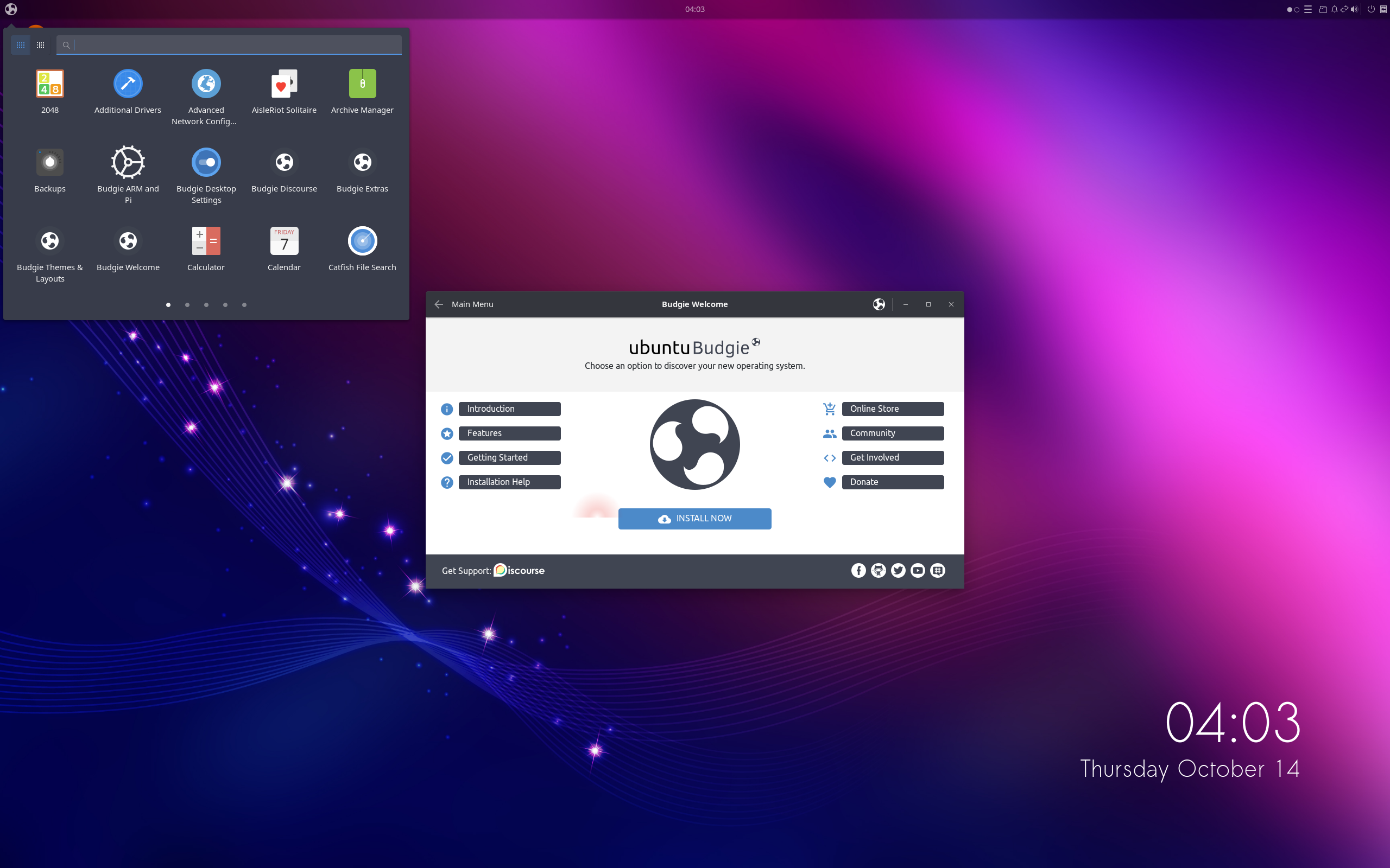 Ubuntu Budgie desktop screenshot: 21.10