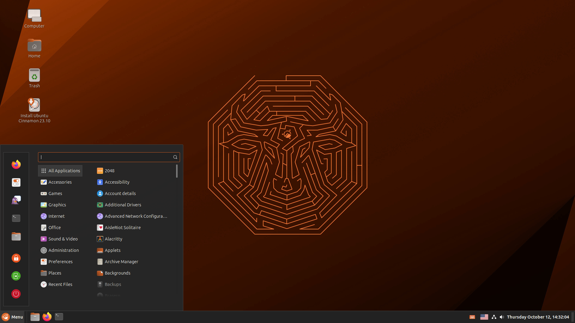 Ubuntu Cinnamon desktop screenshot: 23.10
