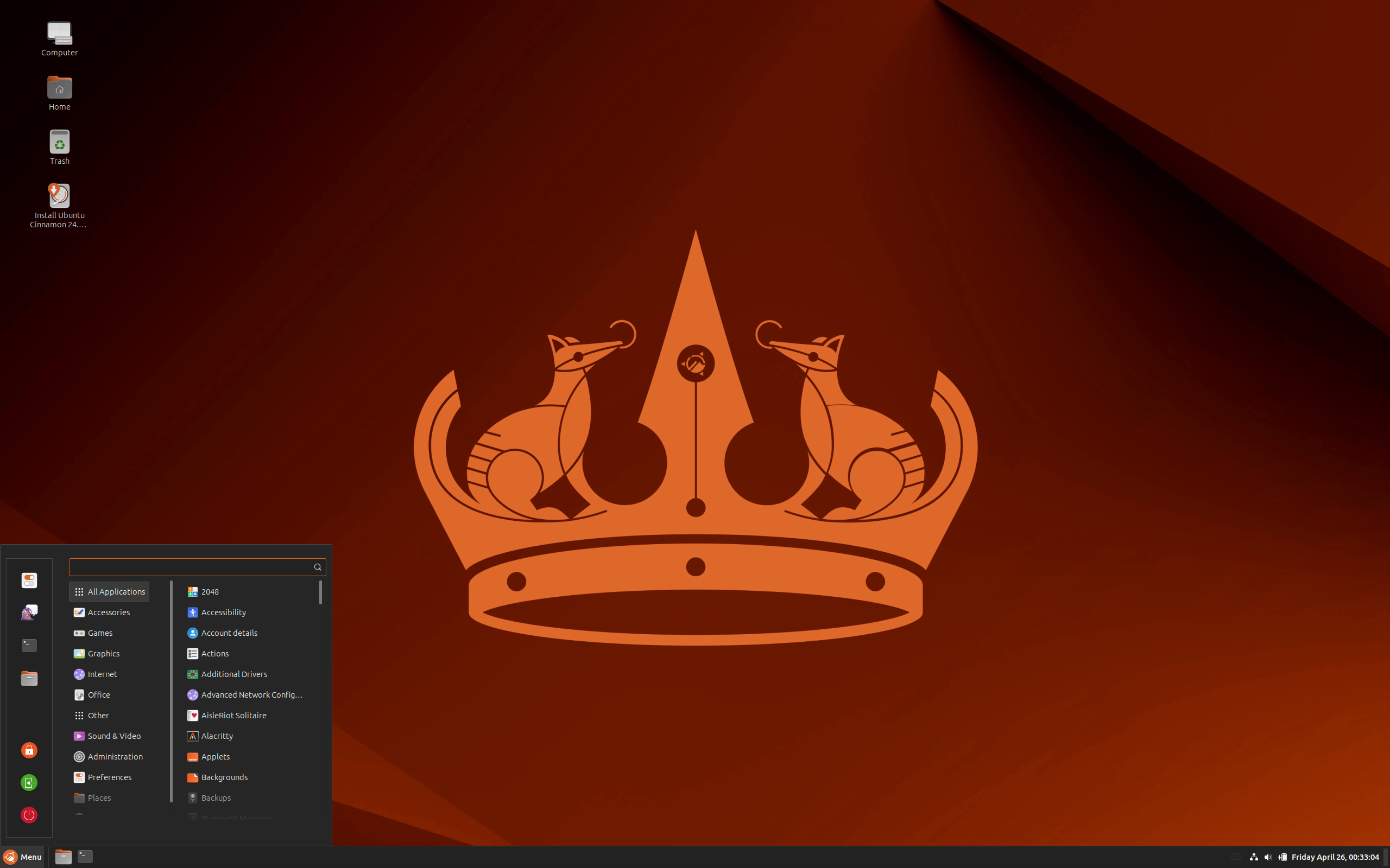 Ubuntu Cinnamon desktop screenshot: 24.04