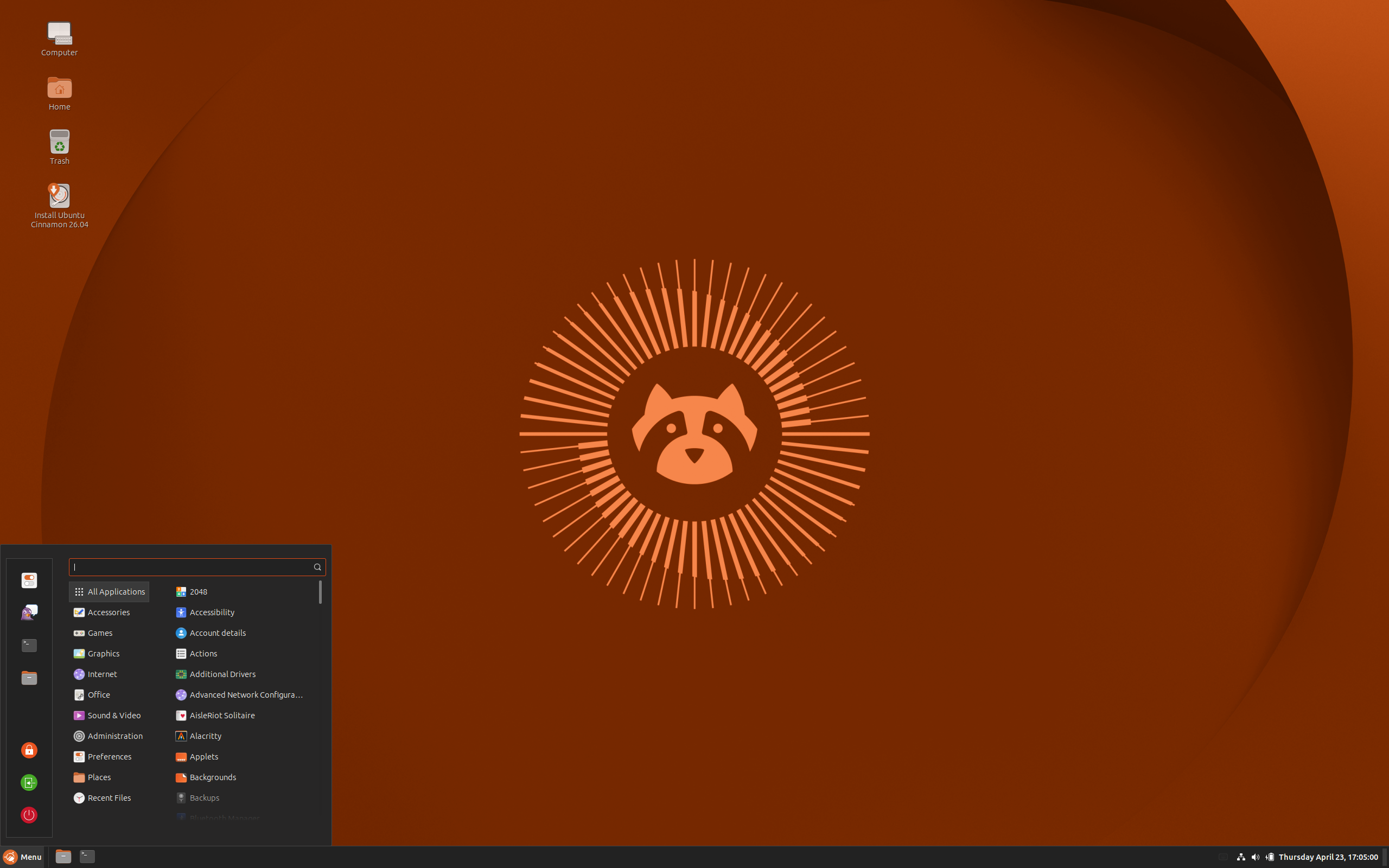 Ubuntu Cinnamon desktop screenshot: 26.04
