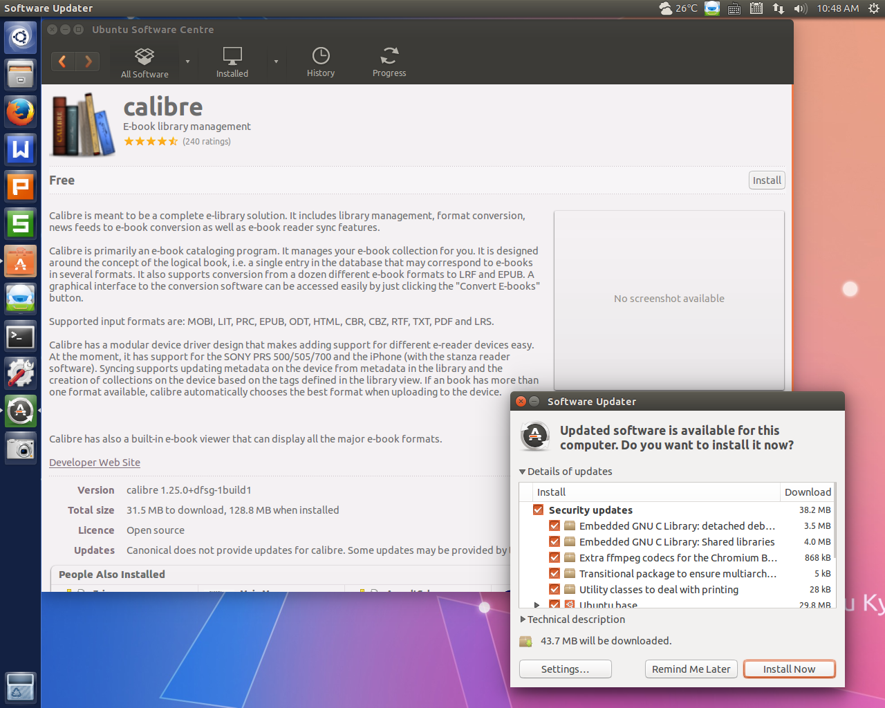 Ubuntu Kylin desktop screenshot: 14.04 software