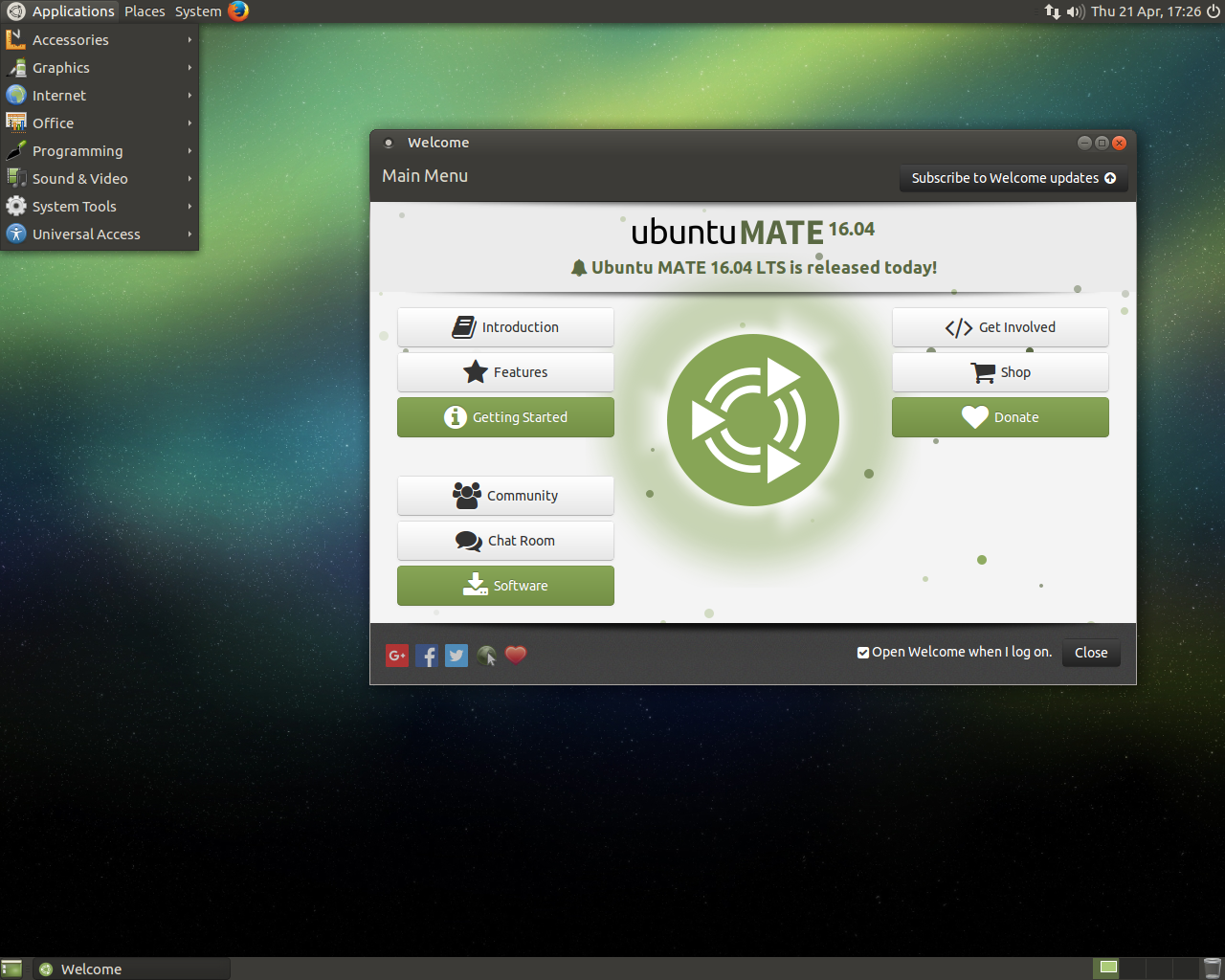 Ubuntu MATE desktop screenshot: 16.04
