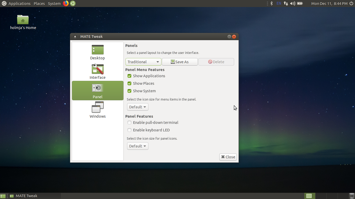 Ubuntu MATE desktop screenshot: 17.10 mate tweak