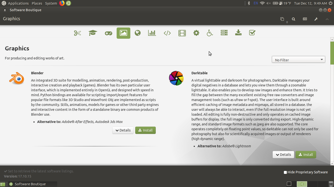 Ubuntu MATE desktop screenshot: 17.10 software boutique