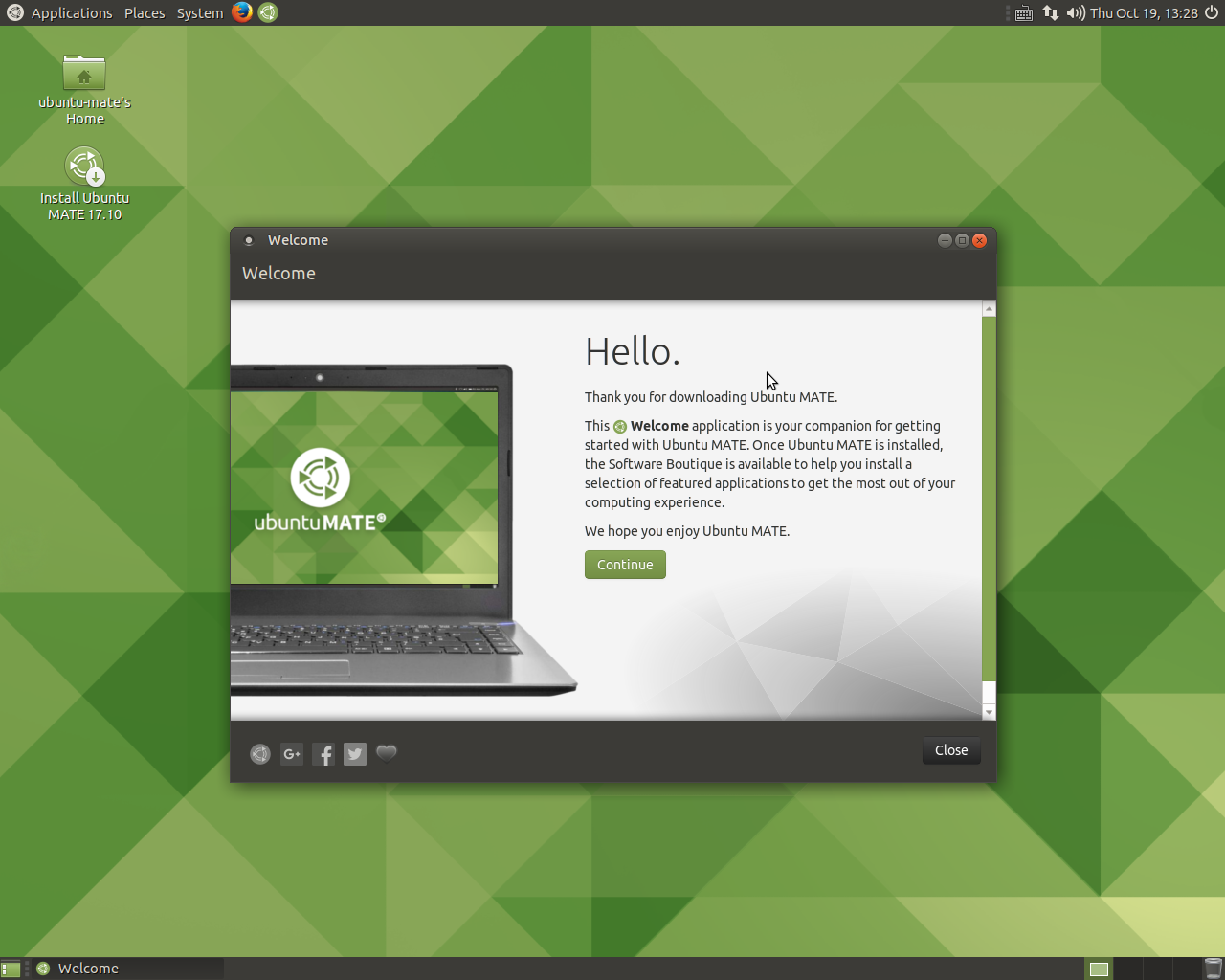 Ubuntu MATE desktop screenshot: 17.10
