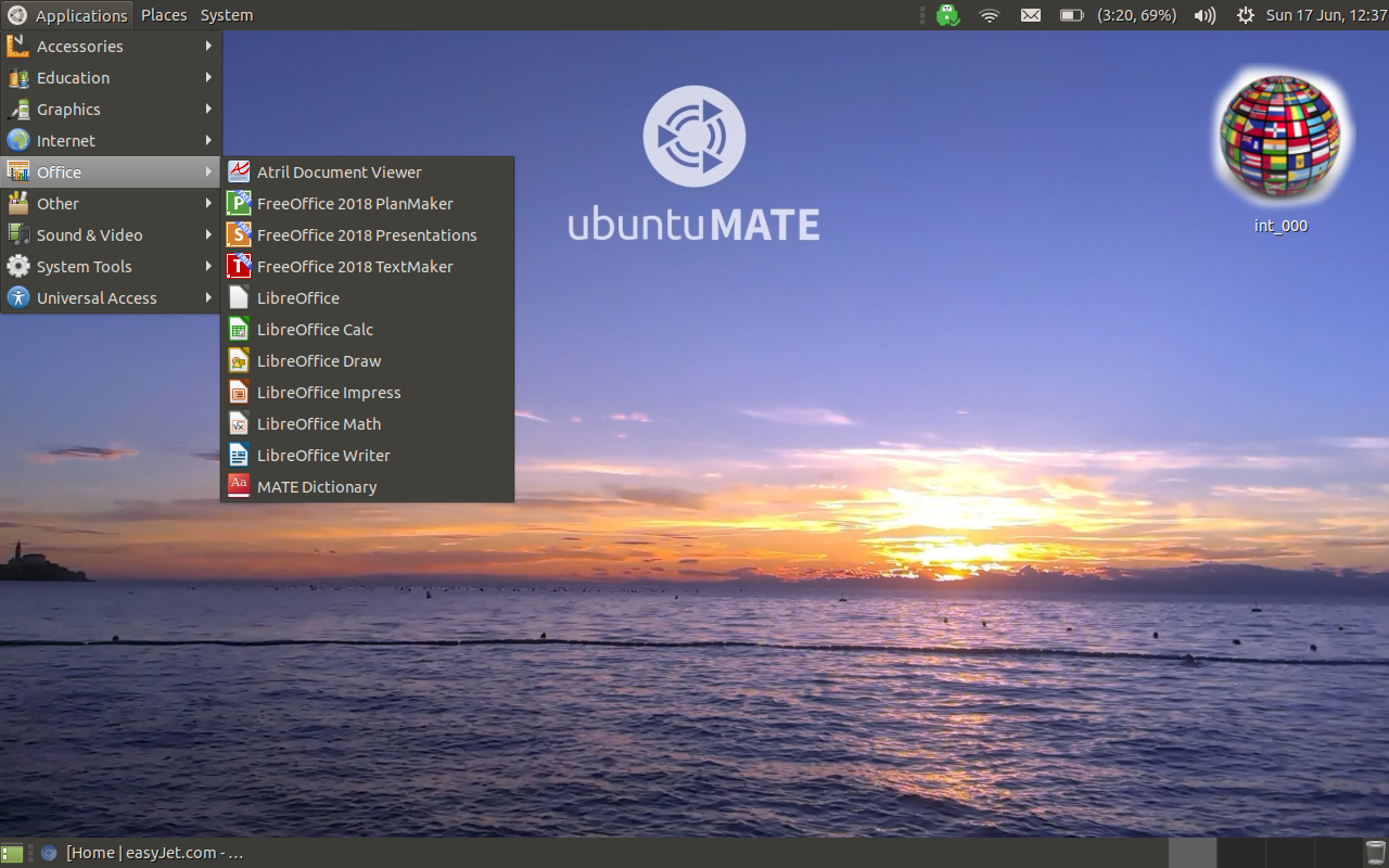 Ubuntu MATE desktop screenshot: 18.04 office